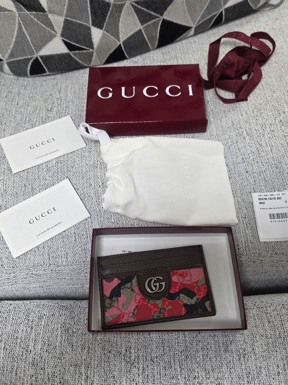 Gucci GG Marmont Red Camouflage Card Case